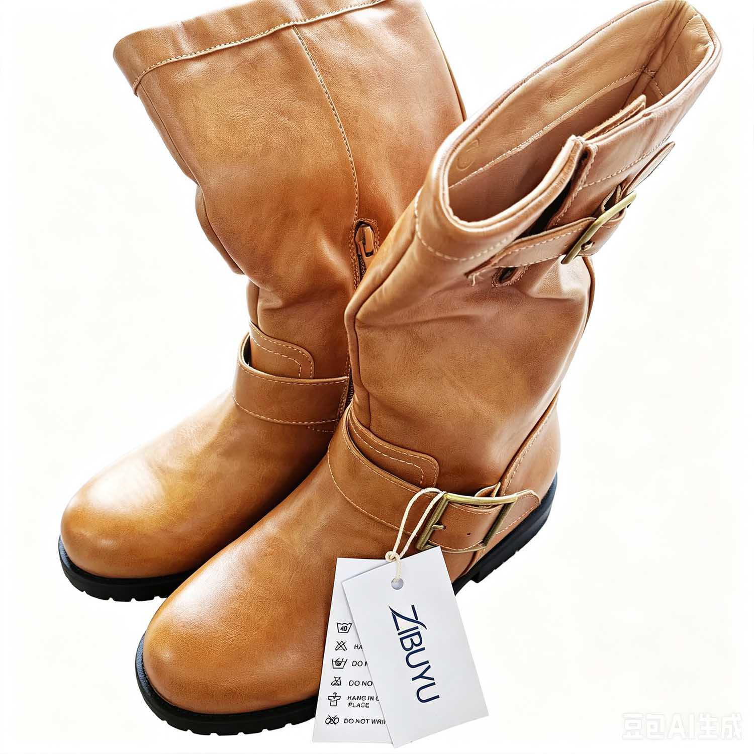 Coutgo Women's Knee High Boots Square Toe Chunky Block Heel Tall Boots Comfortable Low Heel Shoes