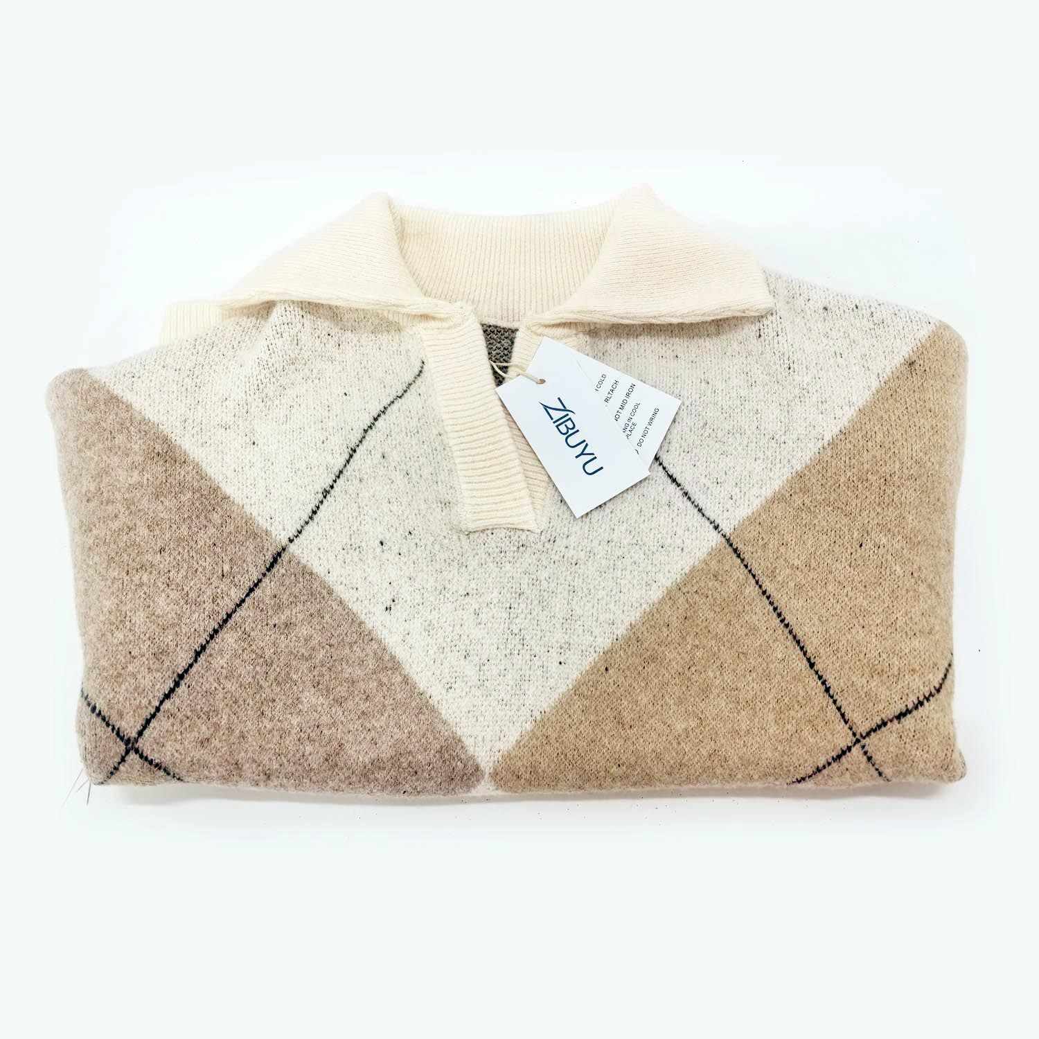 ZIBUYU Womens Oversized V Neck Sweaters Chunky Knit Lantern Long Sleeve Fall Winter Slouchy Tunic Sweater Tops
